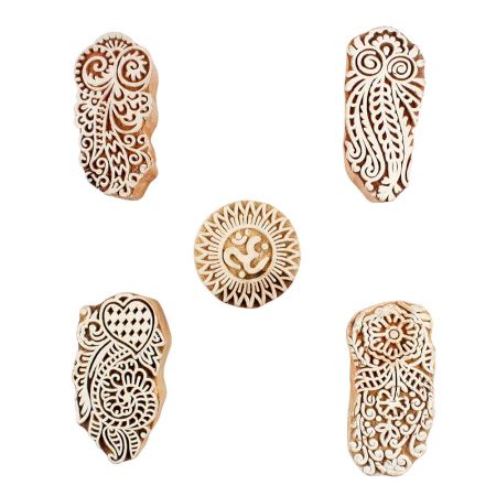 Set of 5 Piece New Mix Wooden Printing Blocks